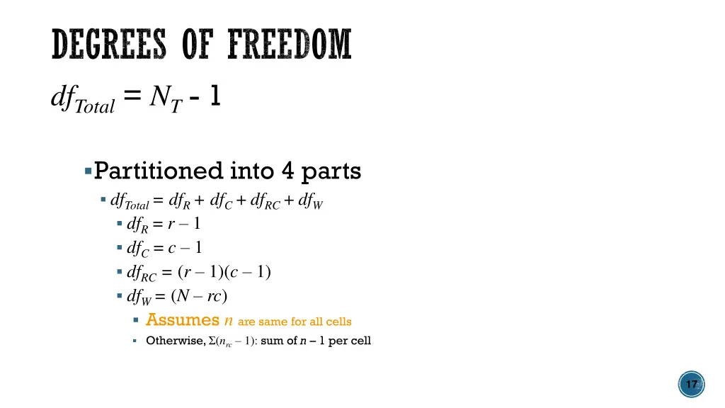 degrees of freedom df total n t 1