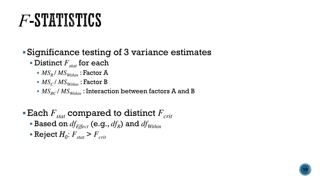 f statistics