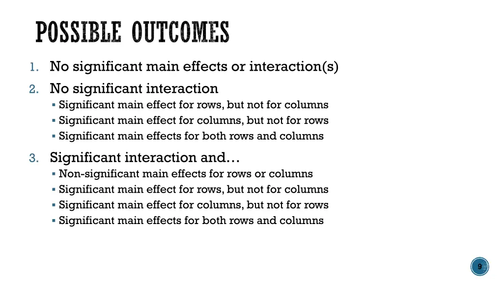 possible outcomes