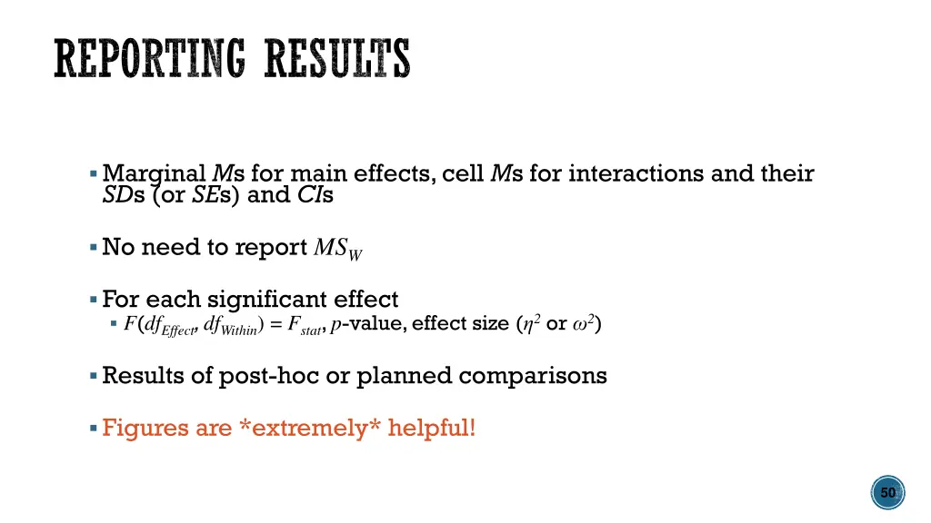 reporting results