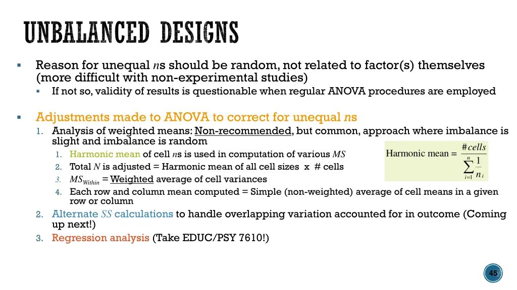 unbalanced designs 2