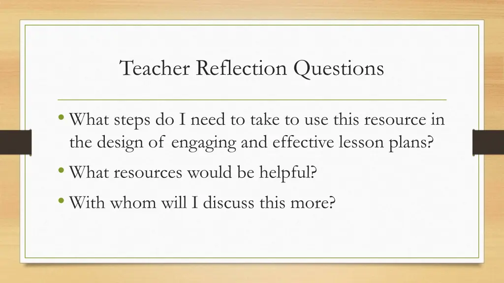 teacher reflection questions