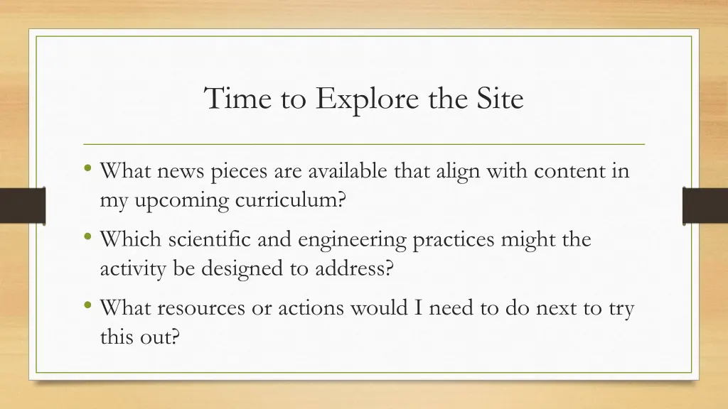 time to explore the site
