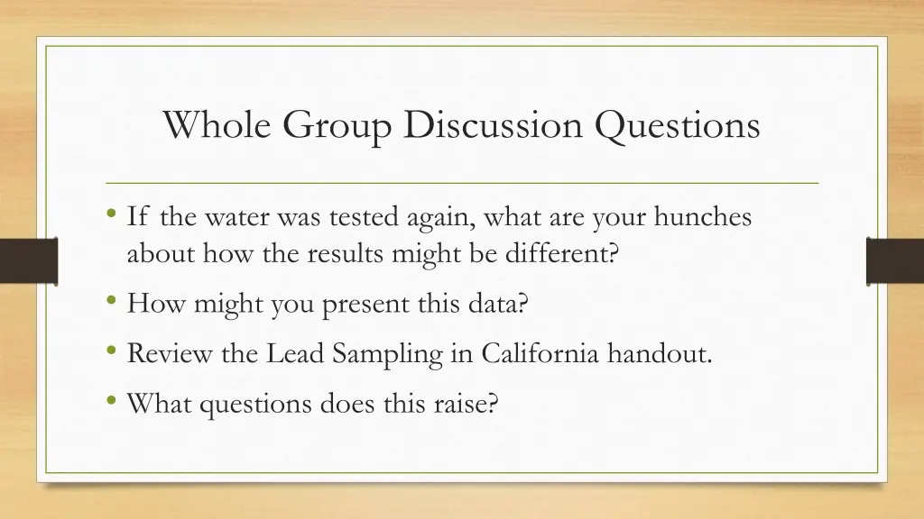 whole group discussion questions