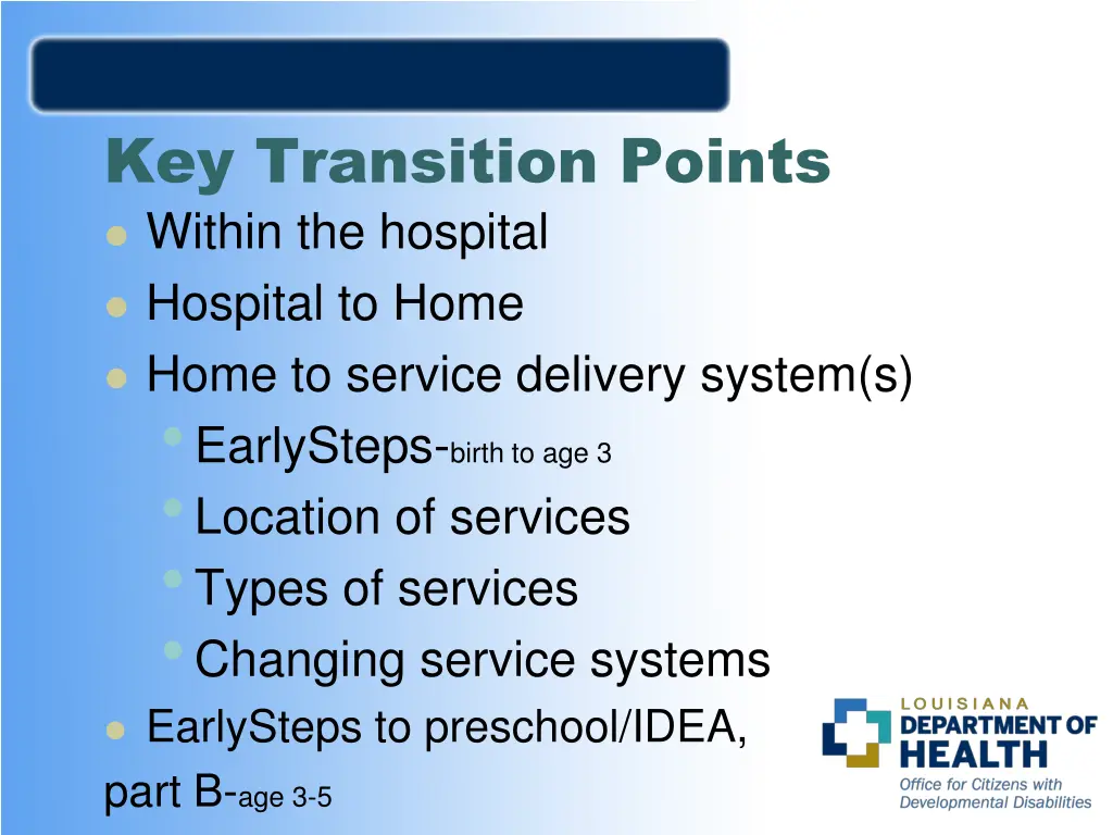 key transition points within the hospital