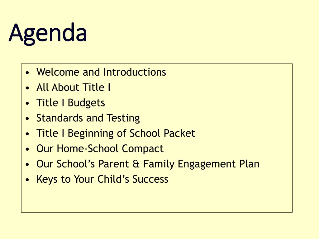 agenda agenda