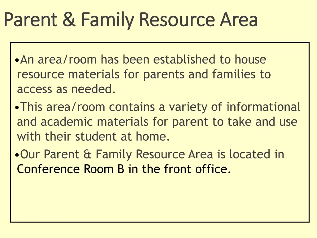 parent family resource area parent family