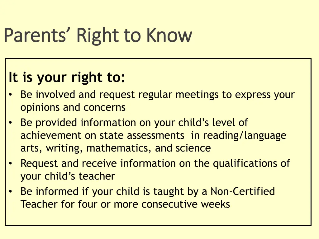 parents parents right to know right to know