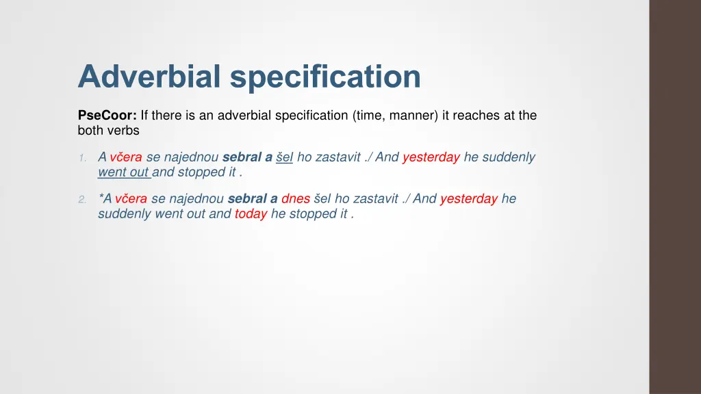 adverbial specification