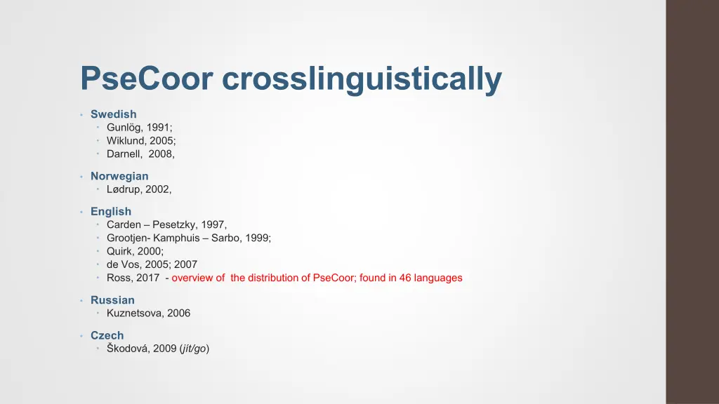 psecoor crosslinguistically