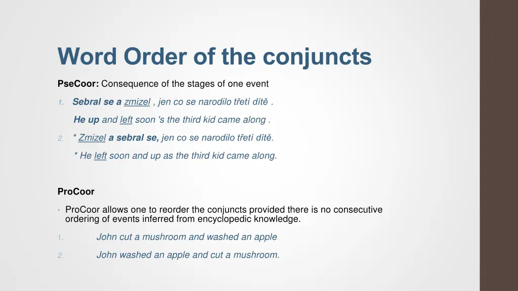 word order of the conjuncts
