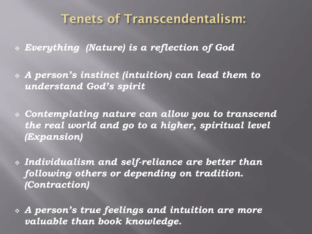 tenets of transcendentalism