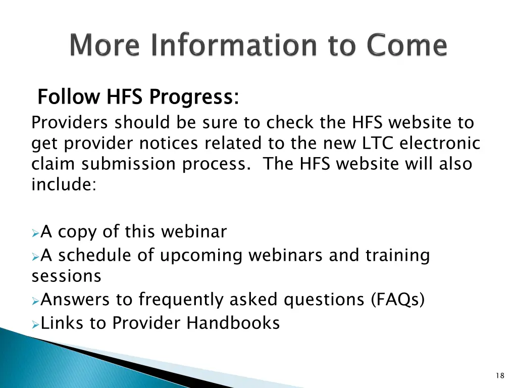 follow hfs progress providers should be sure