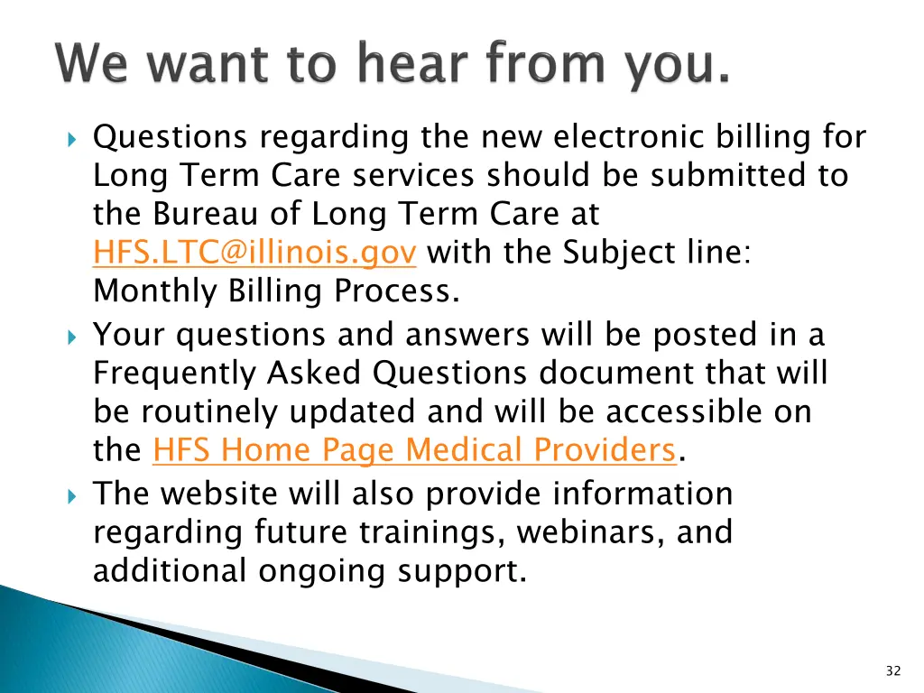 questions regarding the new electronic billing