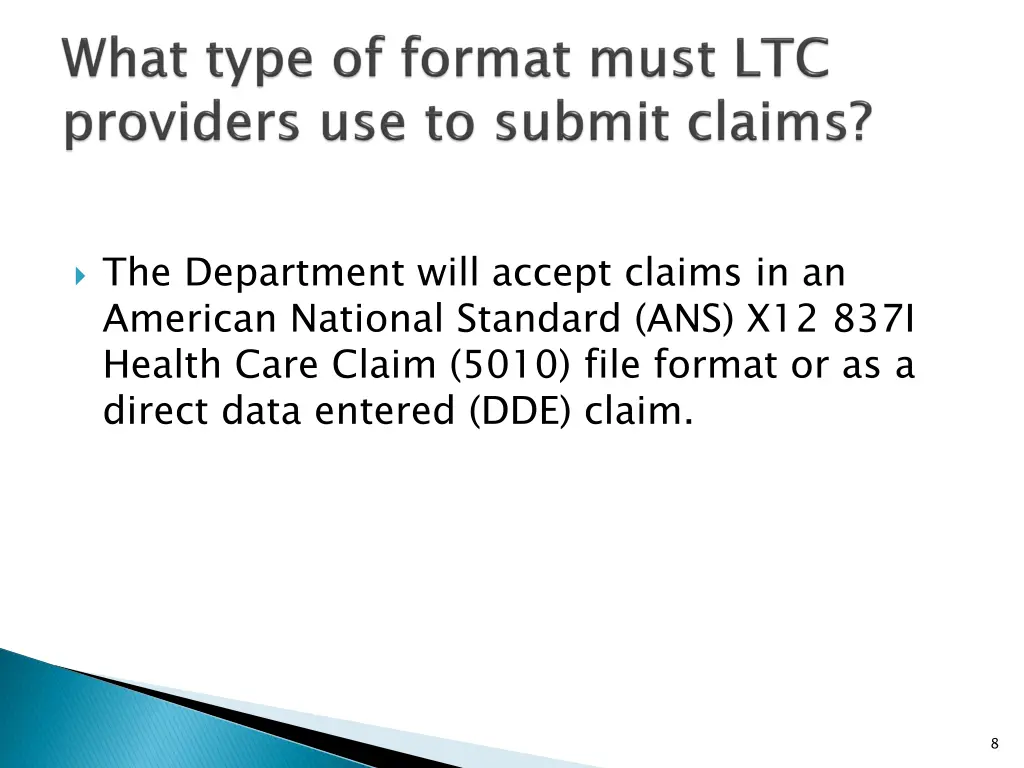 the department will accept claims in an american