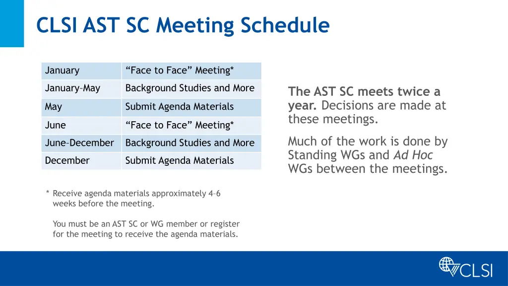 clsi ast sc meeting schedule