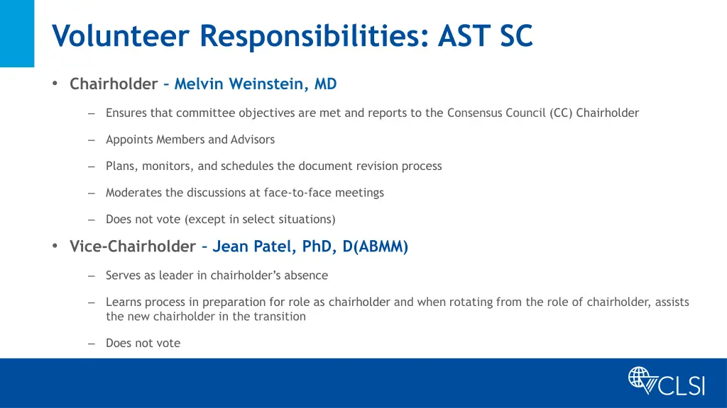 volunteer responsibilities ast sc