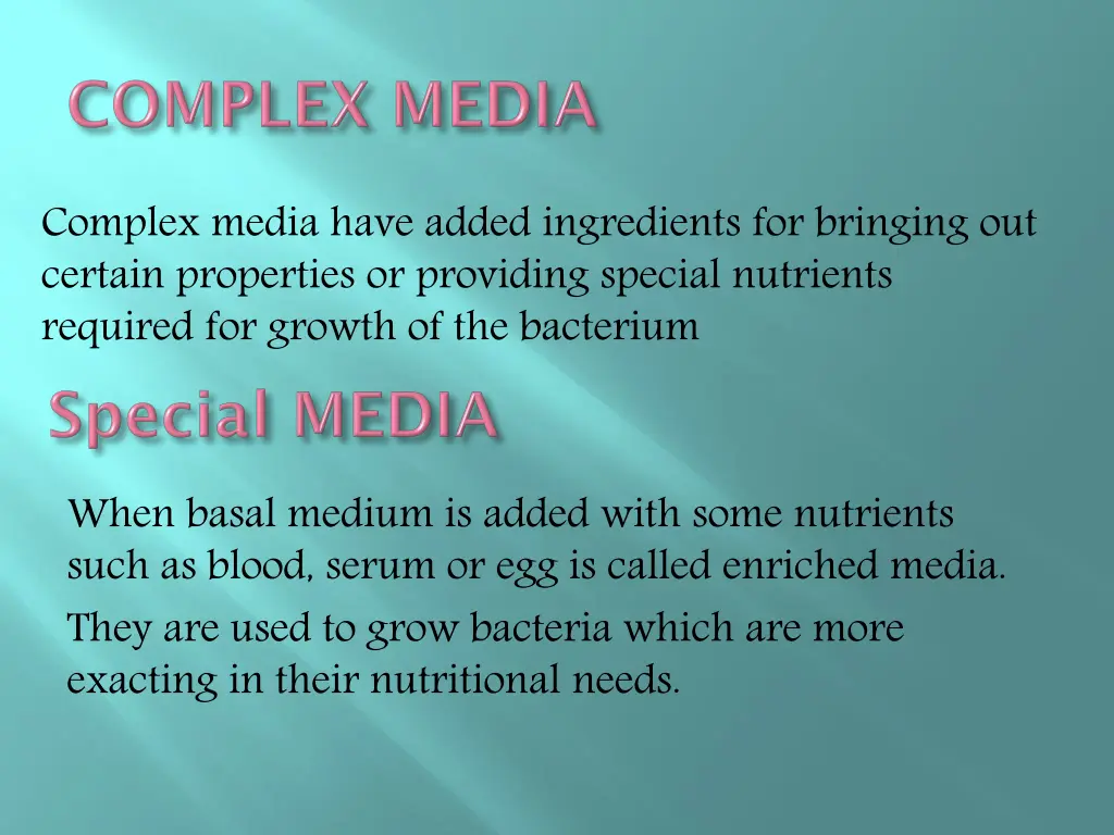 complex media have added ingredients for bringing