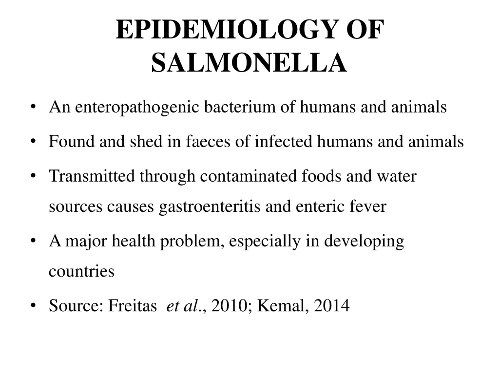 epidemiology of salmonella