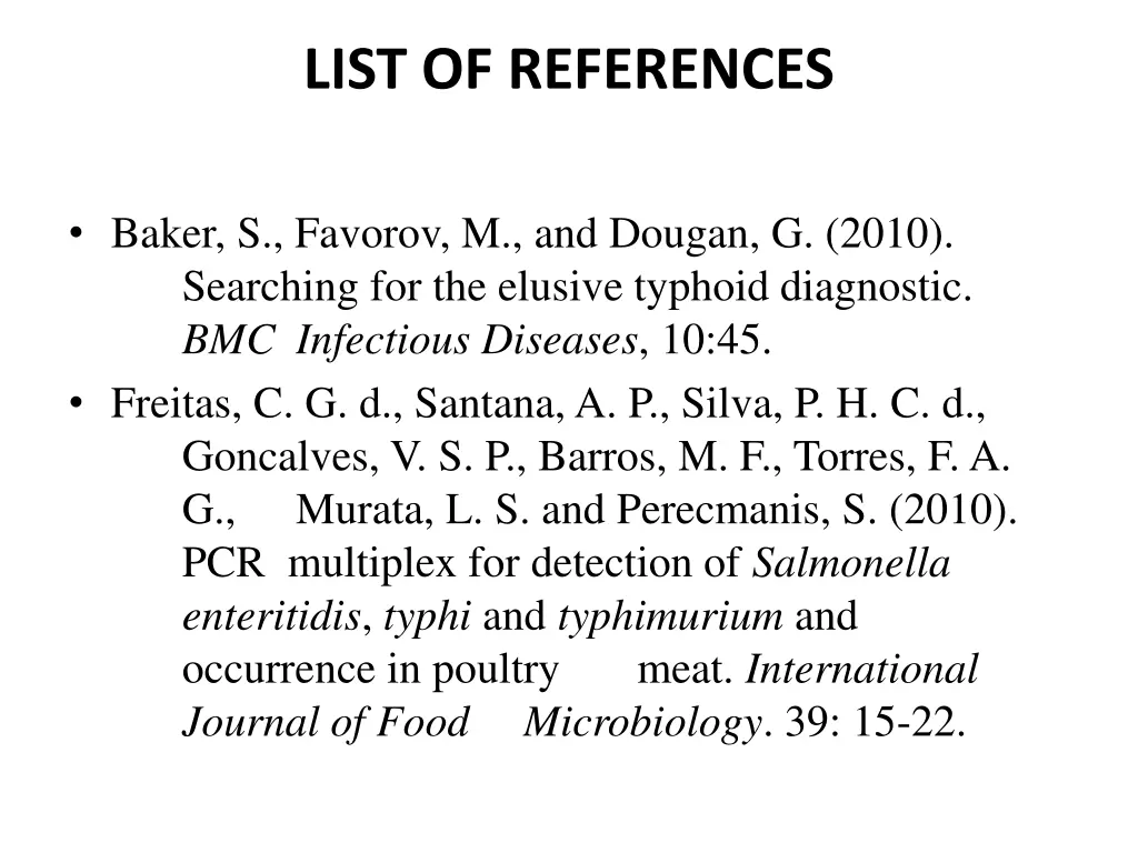 list of references