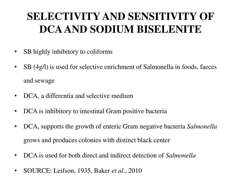 selectivity and sensitivity of dca and sodium