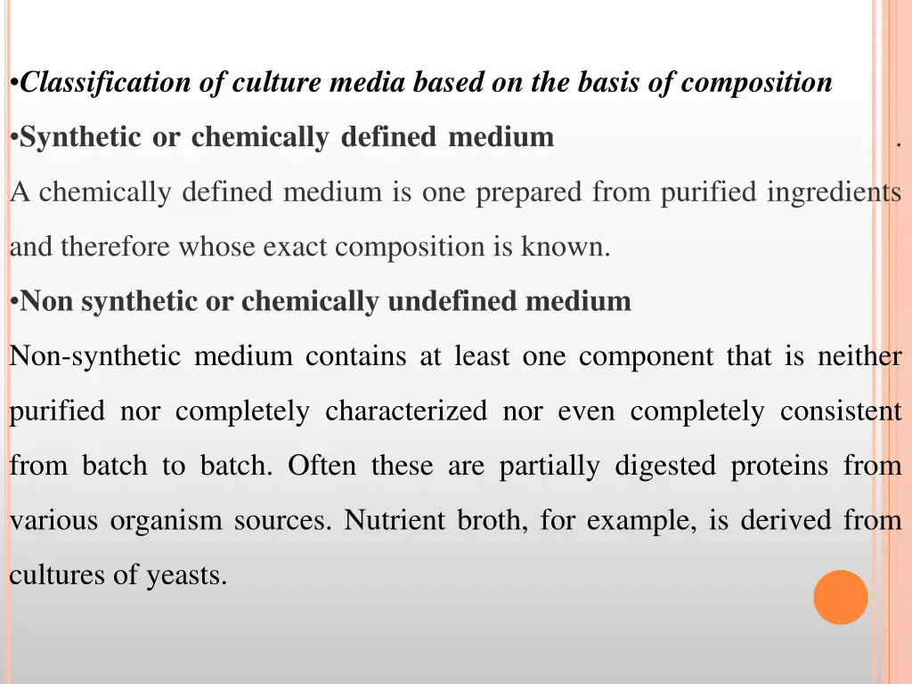 classification of culture media based
