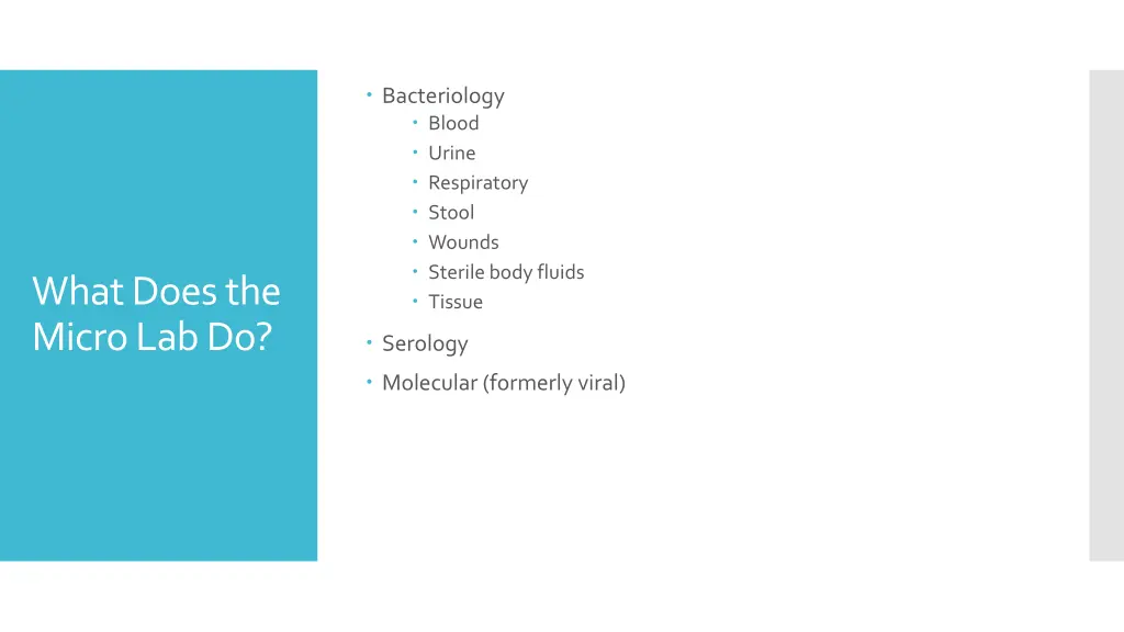 bacteriology blood urine respiratory stool wounds