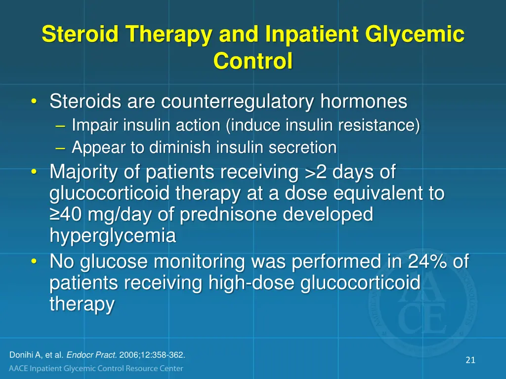 steroid therapy and inpatient glycemic control