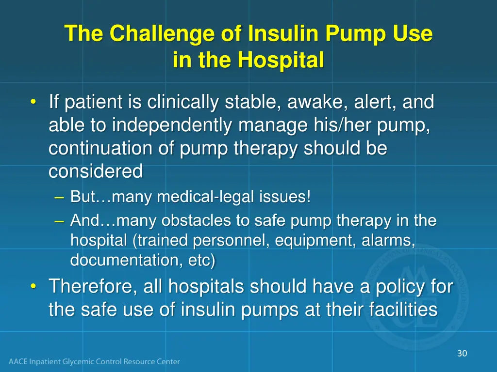 the challenge of insulin pump use in the hospital