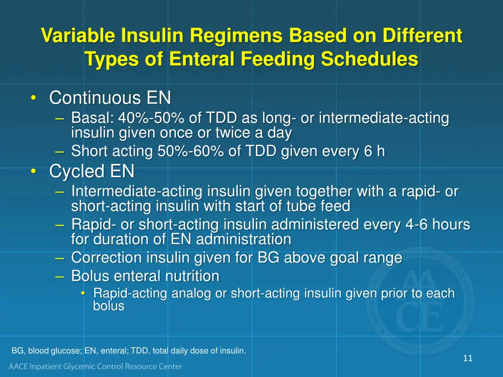 variable insulin regimens based on different