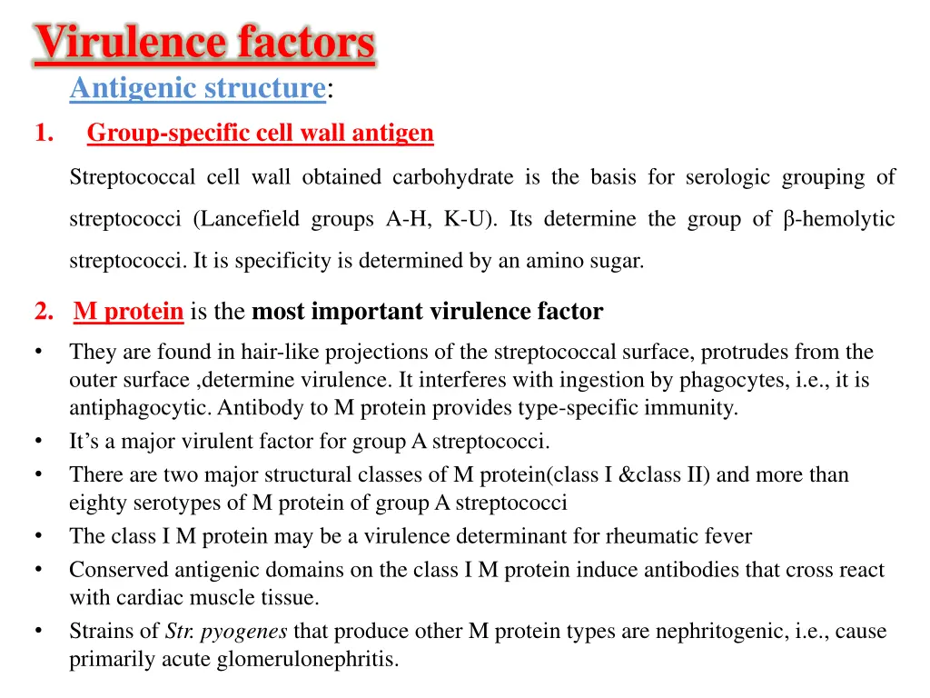 virulence factors antigenic structure