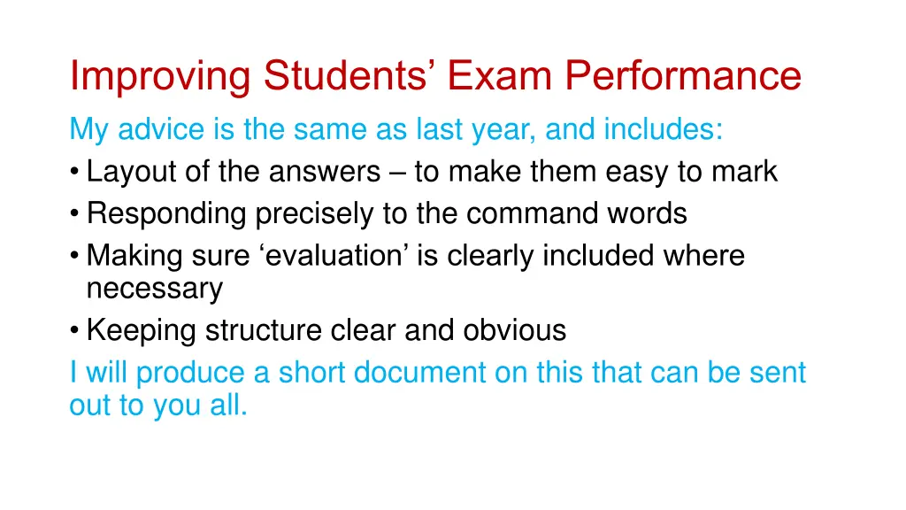 improving students exam performance my advice