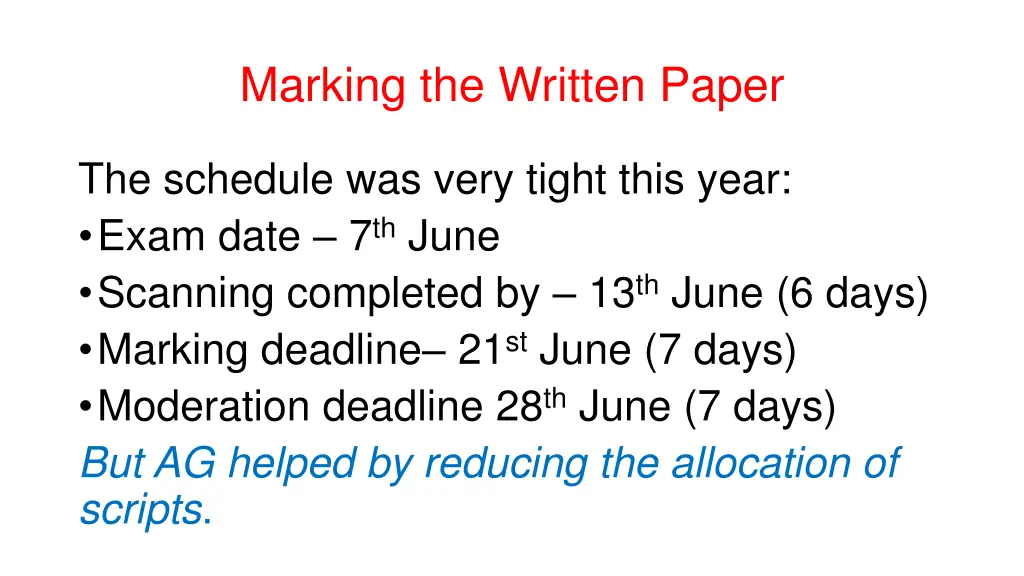 marking the written paper 1