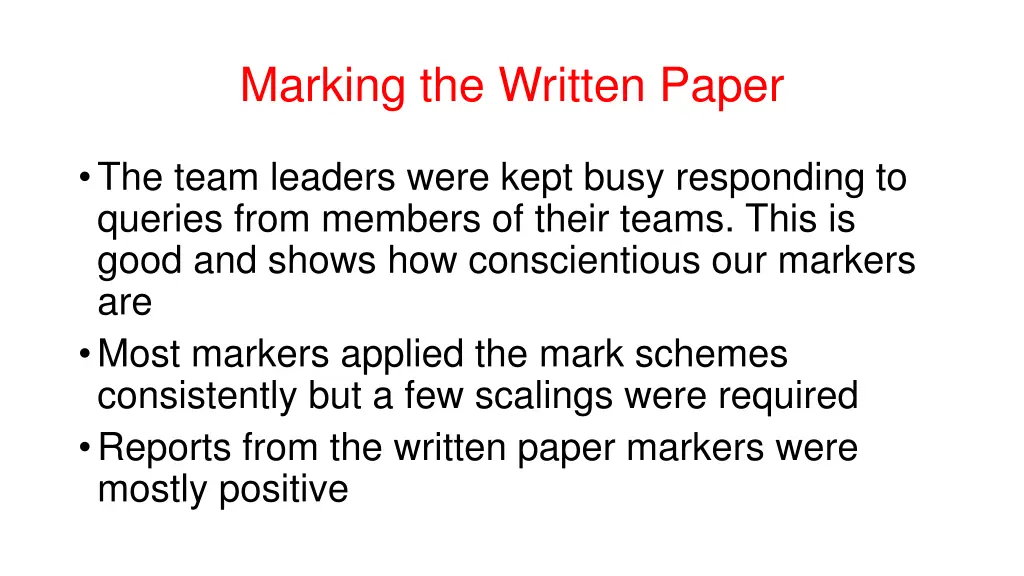 marking the written paper 3