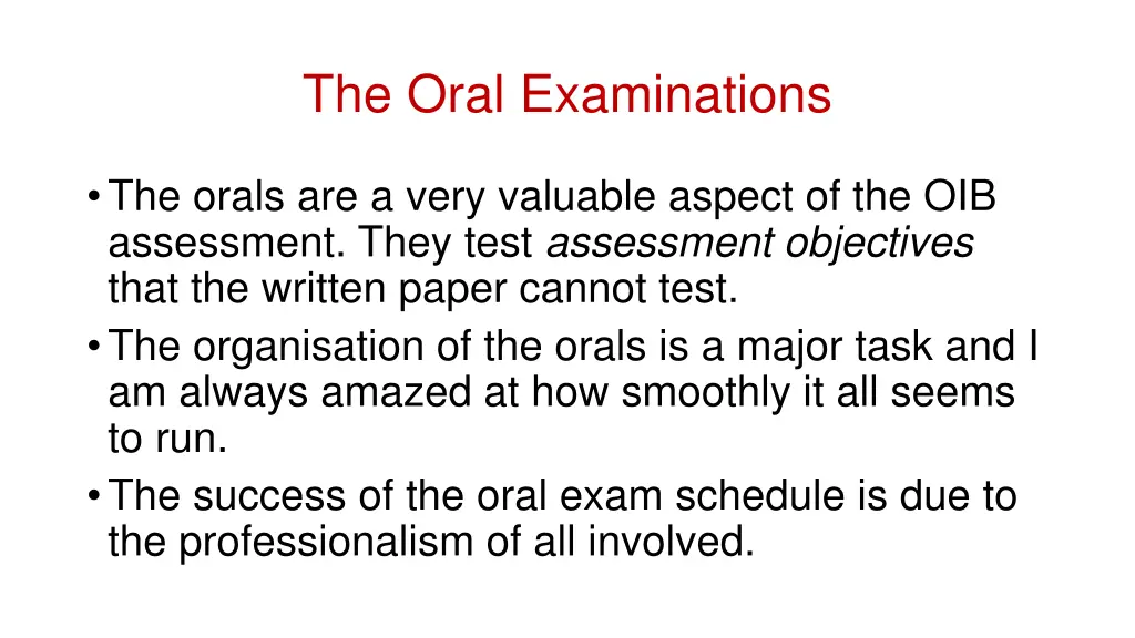the oral examinations 1