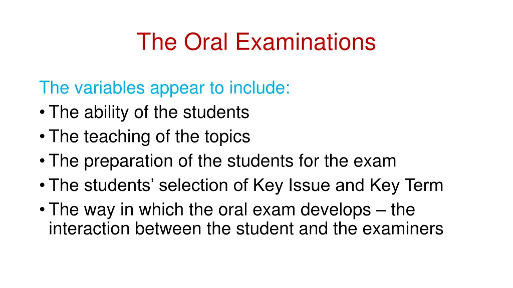 the oral examinations 3