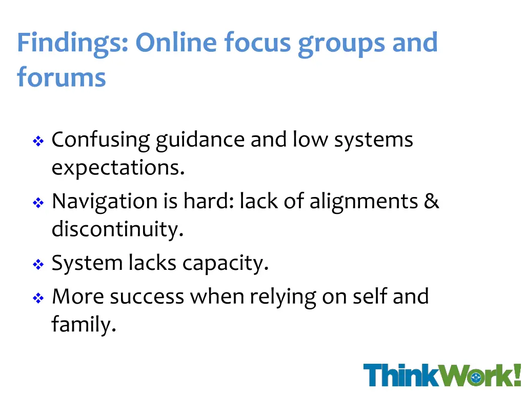 findings online focus groups and forums