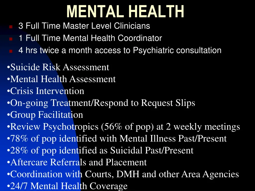 mental health 3 full time master level clinicians