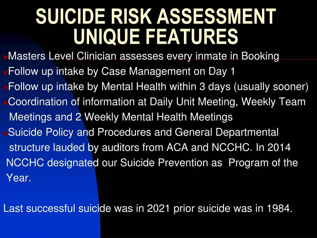 suicide risk assessment unique features masters