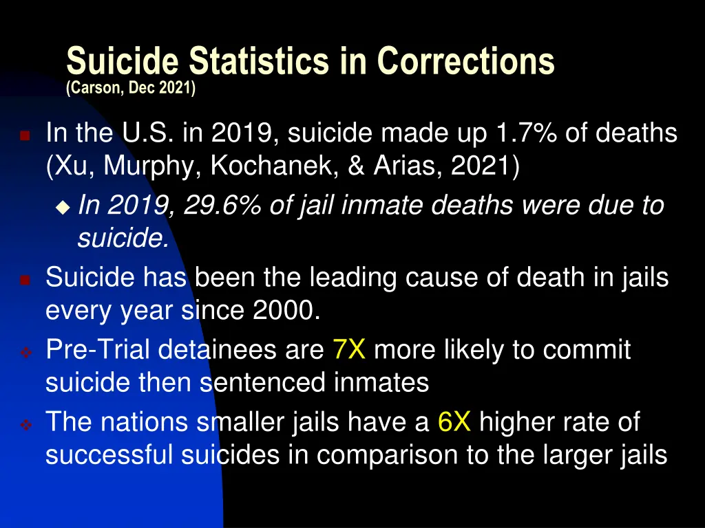 suicide statistics in corrections carson dec 2021