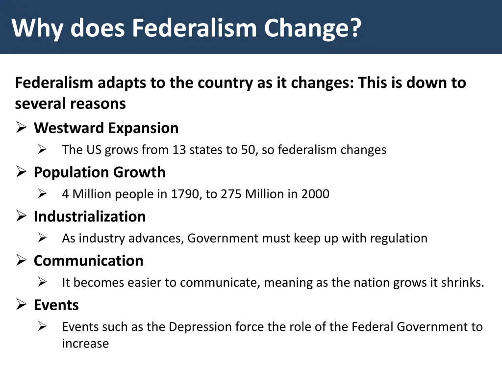 why does federalism change