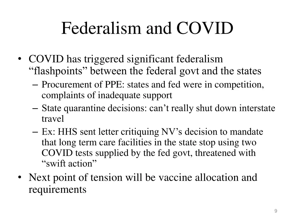 federalism and covid