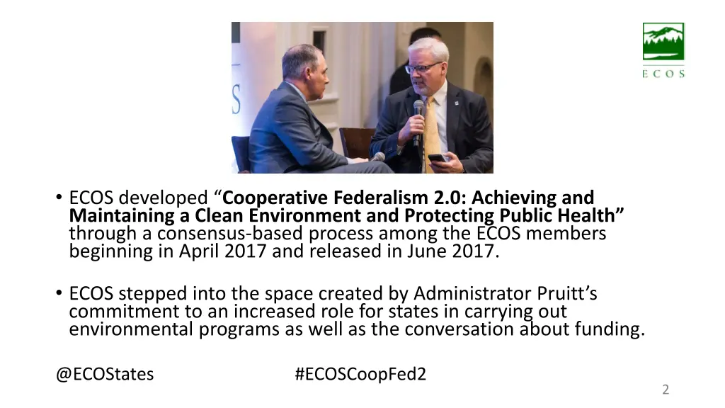 ecos developed cooperative federalism