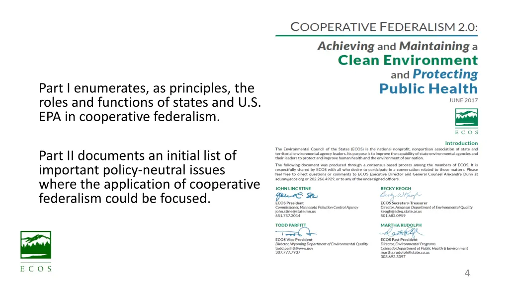 part i enumerates as principles the roles