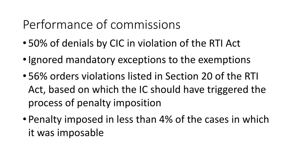 performance of commissions