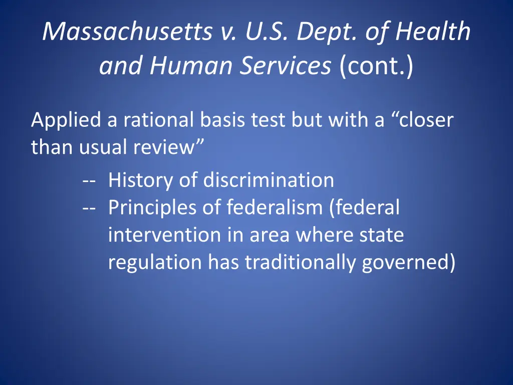 massachusetts v u s dept of health and human 2