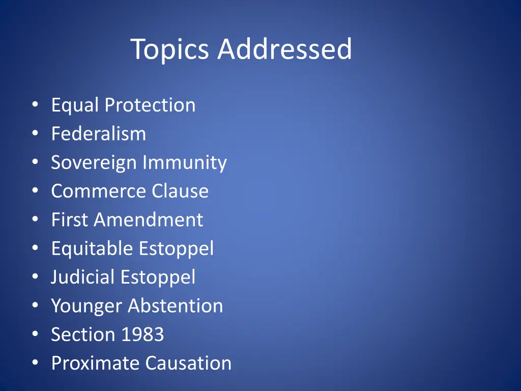 topics addressed