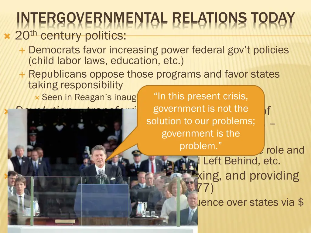 intergovernmental relations today 20 th century