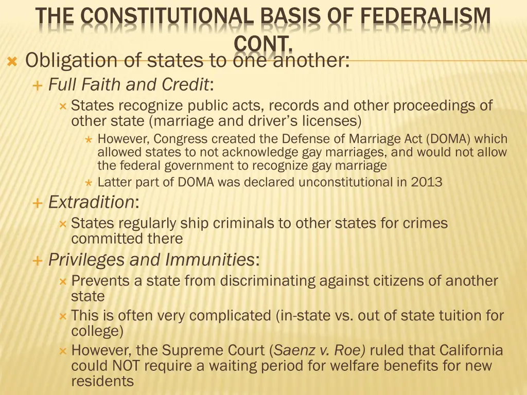 the constitutional basis of federalism cont