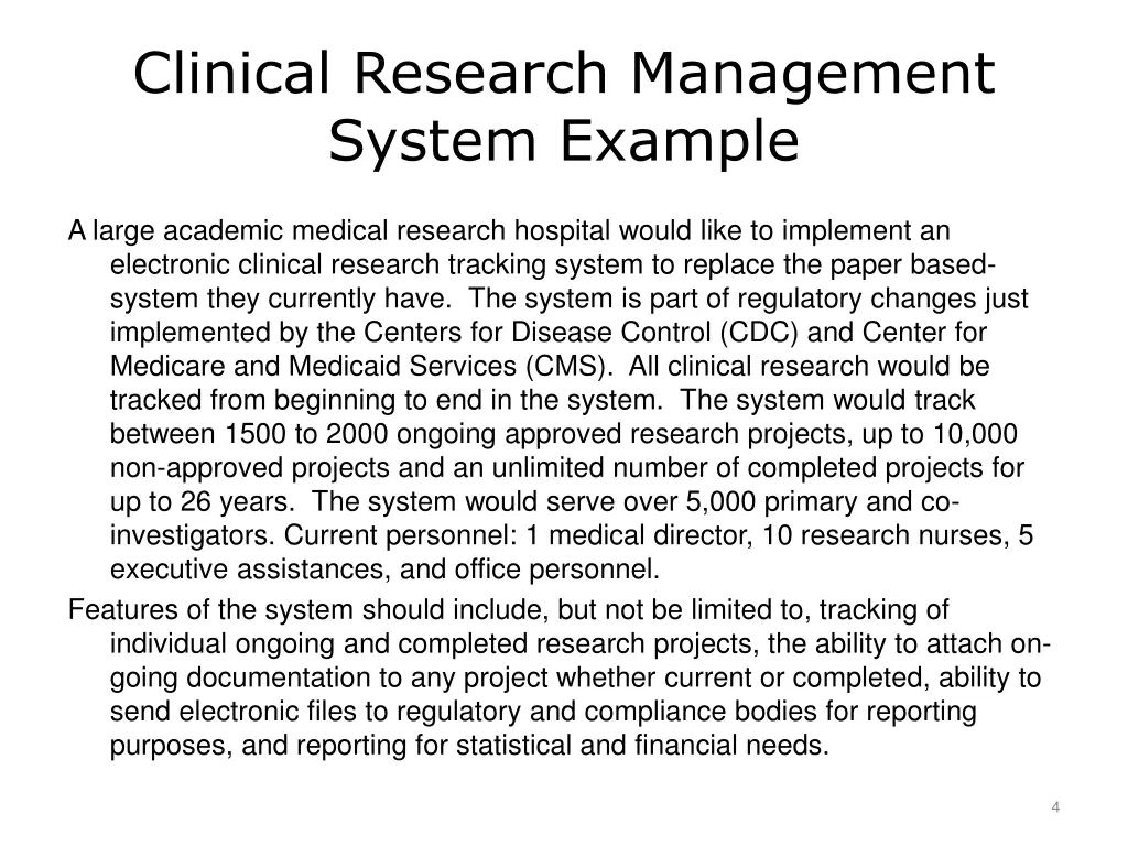 clinical research management system example
